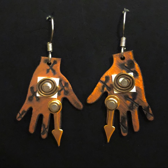 Jewelry - Copper 3D Soldered Artsy Hand Earrings